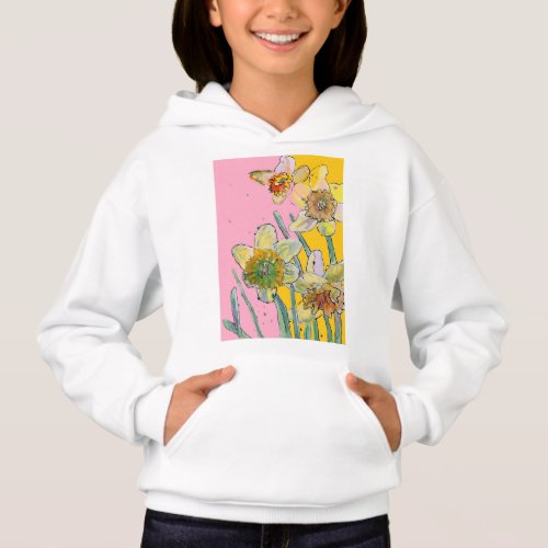 Yellow Daffodil watercolour art Girls T Shirt