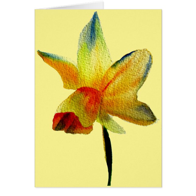 Yellow Daffodil watercolour art Spring Flower Cards (Front)