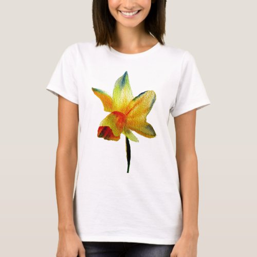 Yellow Daffodil watercolour art Spring Flower T_Shirt