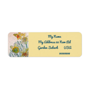 Yellow Daffodil Watercolour Return Address Labels