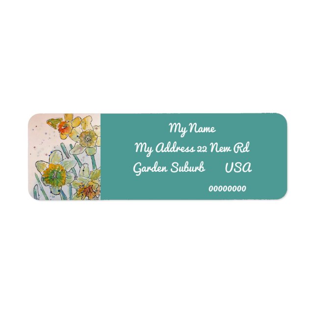 Yellow Daffodil Watercolour Return Address Labels (Front)