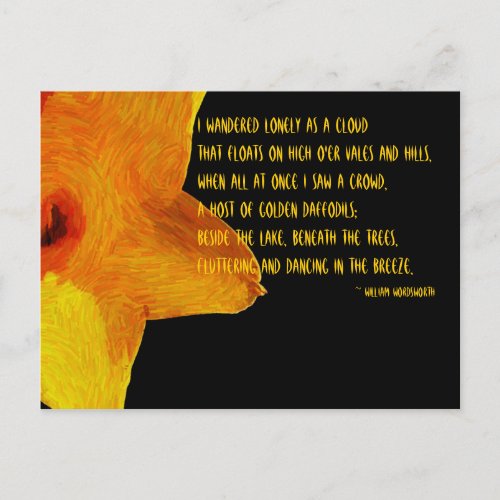 Yellow Daffodil William Wordsworth Poem Postcard