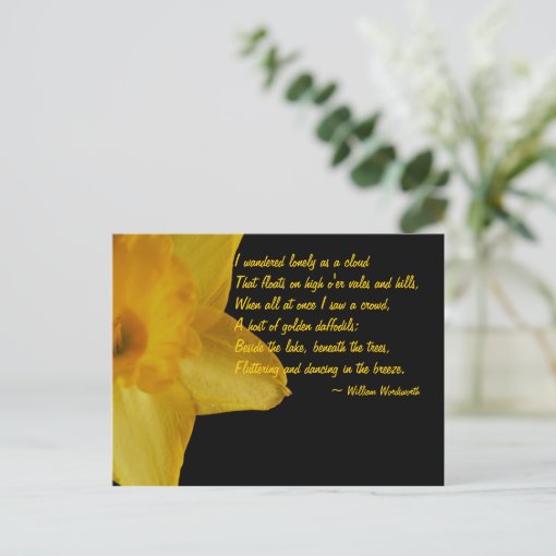 Yellow Daffodil; William Wordsworth Poem Postcard | Zazzle