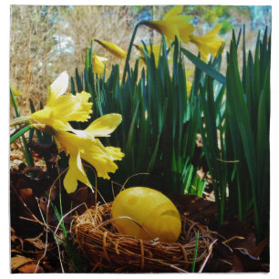 Yellow Daffodils and a Yellow Easter egg Cloth Napkin