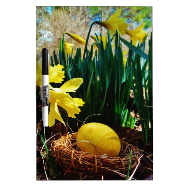 Yellow Daffodils and a Yellow Easter egg Dry Erase Board (Front)