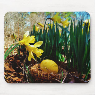 Yellow Daffodils and a Yellow Easter egg Mouse Pad