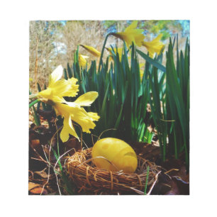 Yellow Daffodils and a Yellow Easter egg Notepad