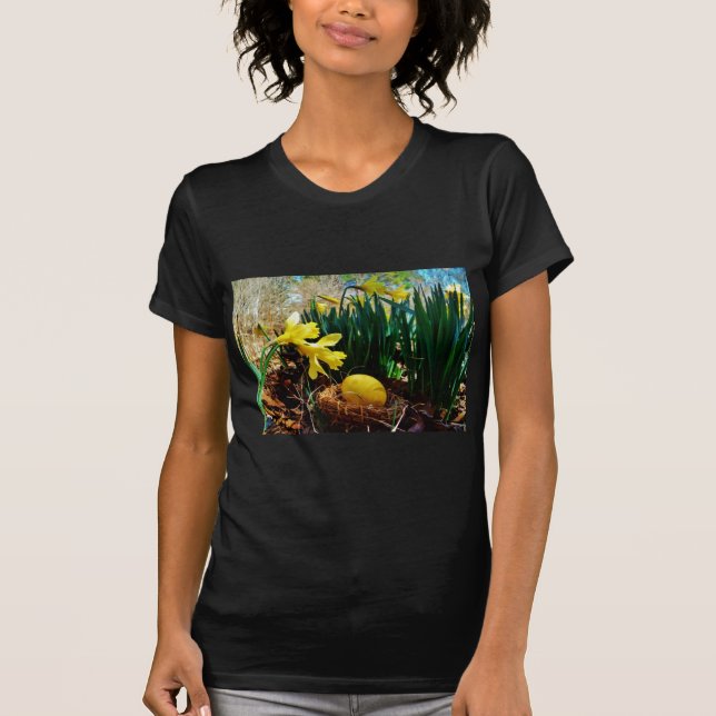 Yellow Daffodils and a Yellow Easter egg T-Shirt (Front)