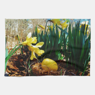 Yellow Daffodils and a Yellow Easter egg Towel