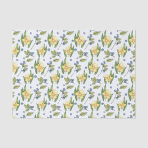 Yellow Daffodils and Blueberries Tissue Paper