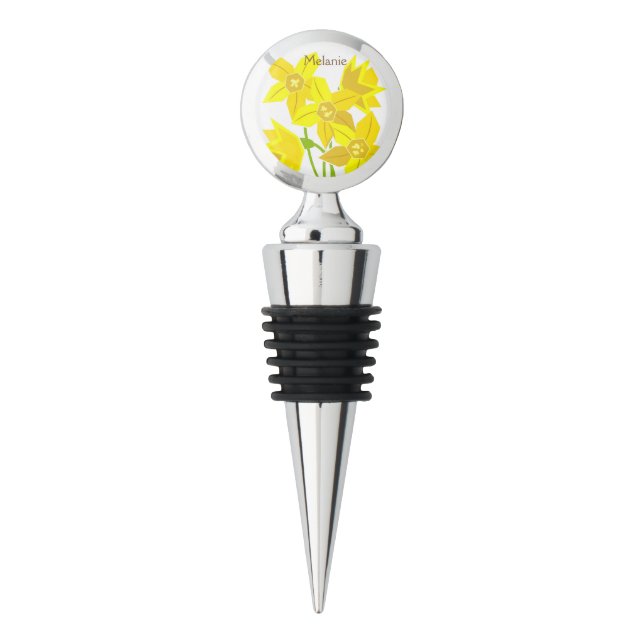 Yellow Daffodils Custom Wine Stopper (Front)