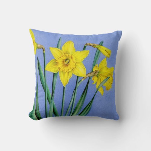 Yellow daffodils fine art floral square pillow