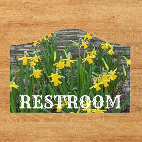 Yellow Daffodils Floral Photo Restroom Door Sign