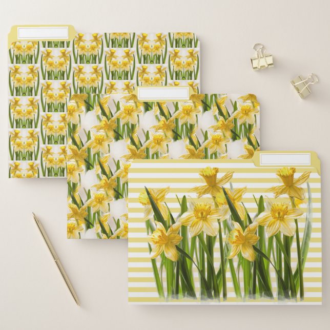 Yellow Daffodils Floral Photography Painterly Look File Folder (Set)
