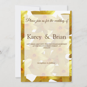 Yellow daffodils Floral Wedding Card