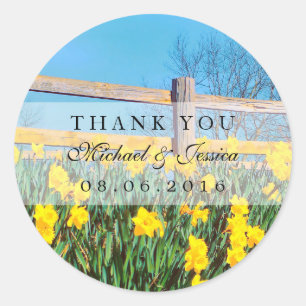 Yellow Daffodils Flower Thank You Label Stickers