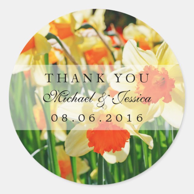 Yellow Daffodils Flower Wedding Favor Stickers (Front)