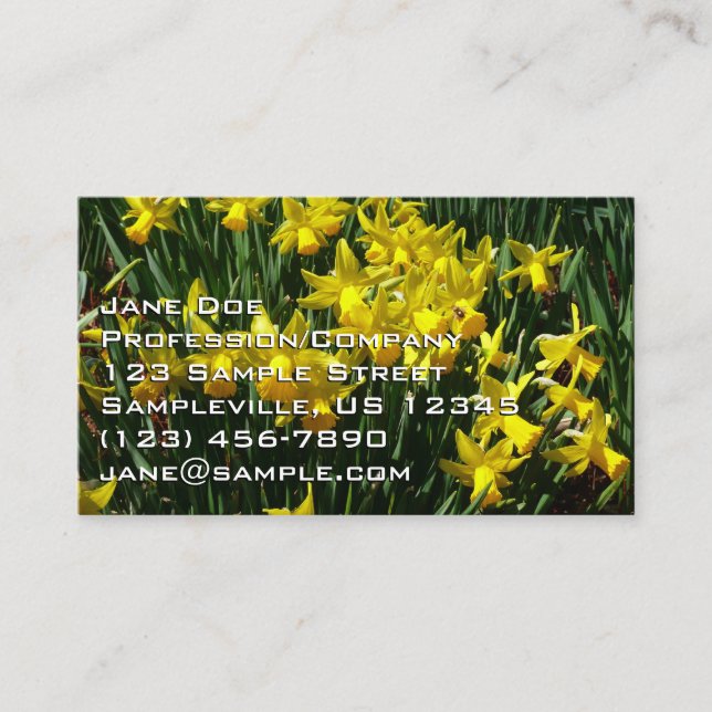Yellow Daffodils I Cheery Spring Flowers Business Card (Front)