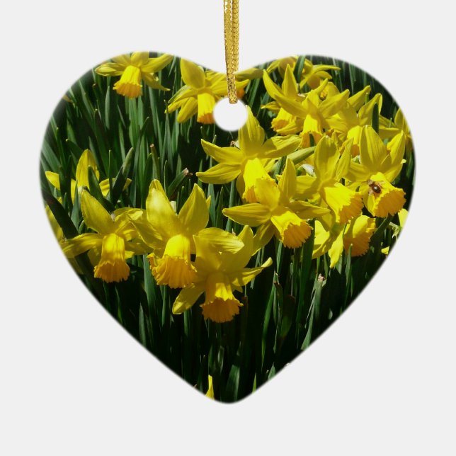 Yellow Daffodils I Cheery Spring Flowers Ceramic Ornament (Front)