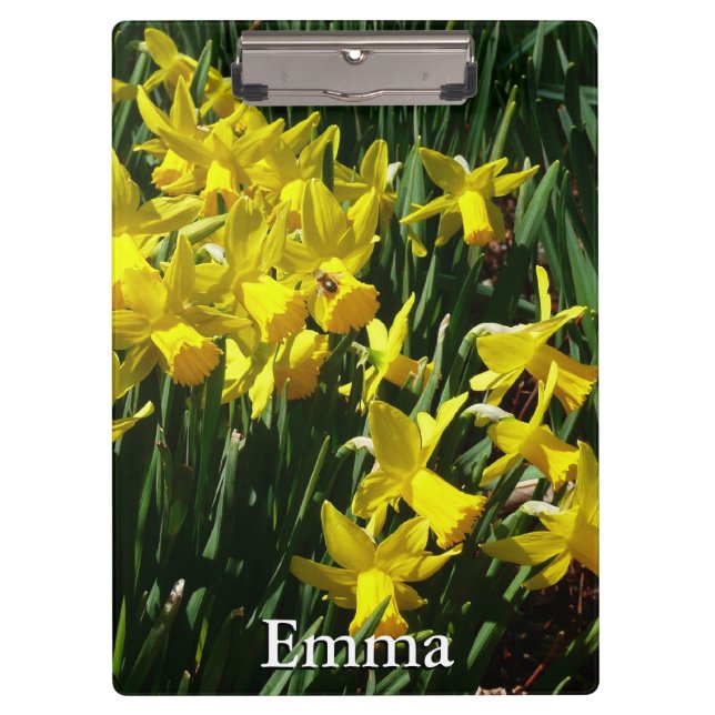 Yellow Daffodils I Cheery Spring Flowers Clipboard (Front)