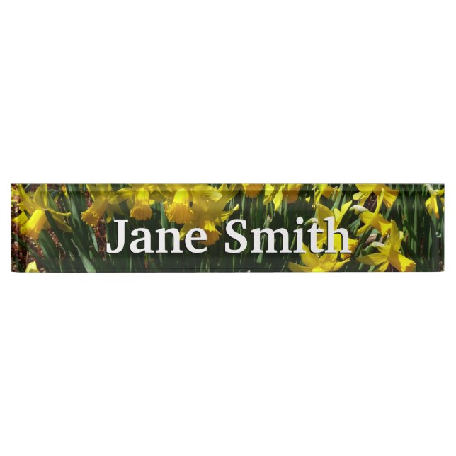 Yellow Daffodils I Cheery Spring Flowers Desk Name Plate (Front)