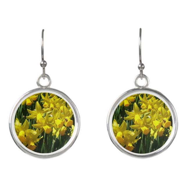 Yellow Daffodils I Cheery Spring Flowers Earrings (Front)