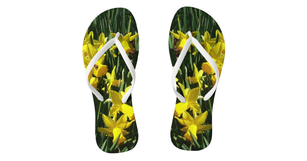 Yellow Daffodils I Cheery Spring Flowers Flip Flops | Zazzle