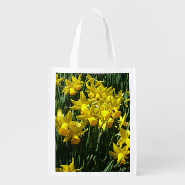 Yellow Daffodils I Cheery Spring Flowers Grocery Bag (Front)