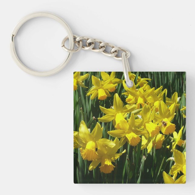 Yellow Daffodils I Cheery Spring Flowers Keychain (Front)