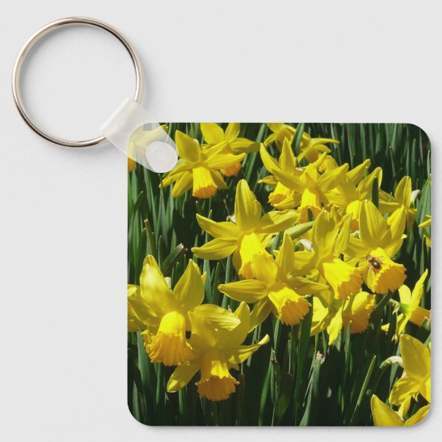 Yellow Daffodils I Cheery Spring Flowers Keychain (Front)