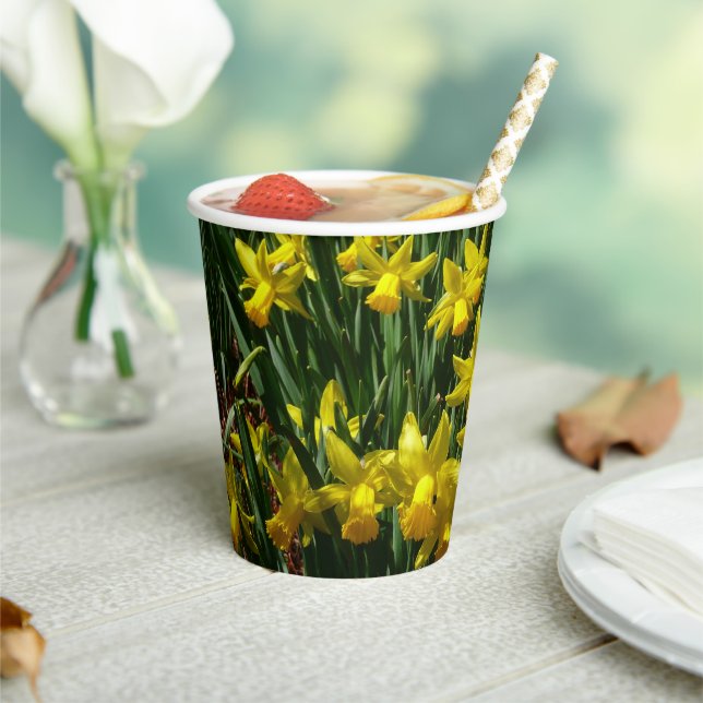 Yellow Daffodils I Cheery Spring Flowers Paper Cups (Insitu)
