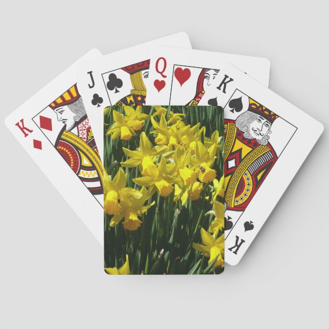Yellow Daffodils I Cheery Spring Flowers Poker Cards (Back)