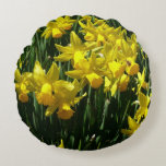 Yellow Daffodils I Cheery Spring Flowers Round Pillow