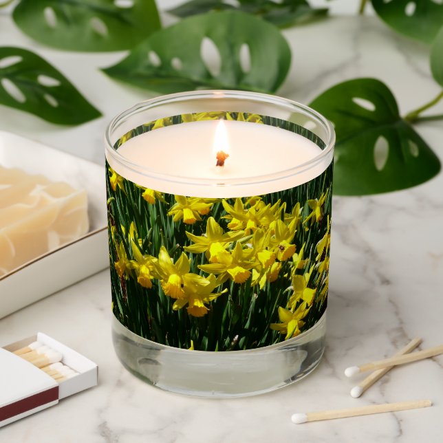 Yellow Daffodils I Cheery Spring Flowers Scented Candle (Lit)
