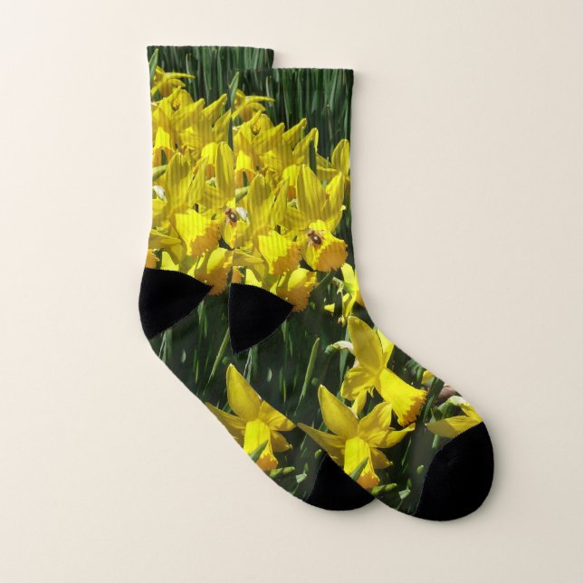 Yellow Daffodils I Cheery Spring Flowers Socks (Pair)
