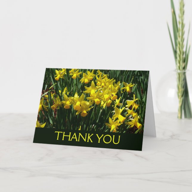 Yellow Daffodils I Cheery Spring Flowers Thank You Card (Front)