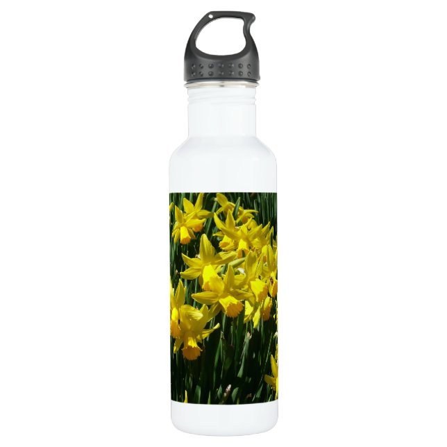 Yellow Daffodils I Cheery Spring Flowers Water Bottle (Front)