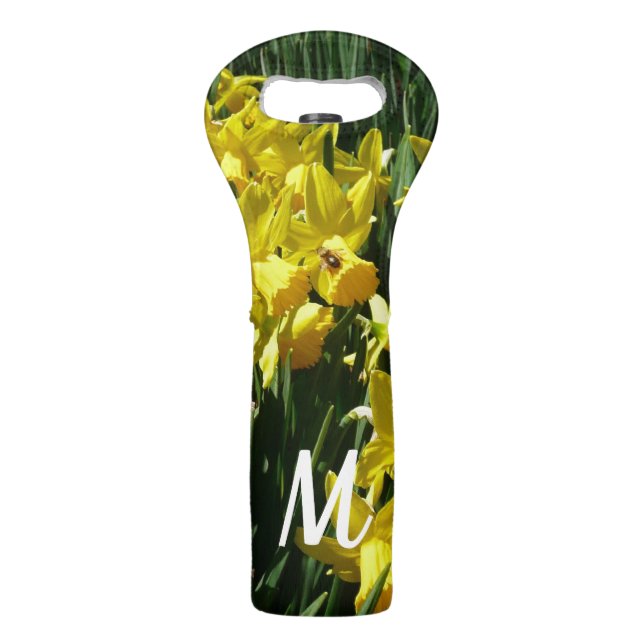 Yellow Daffodils I Cheery Spring Flowers Wine Bag (Front)
