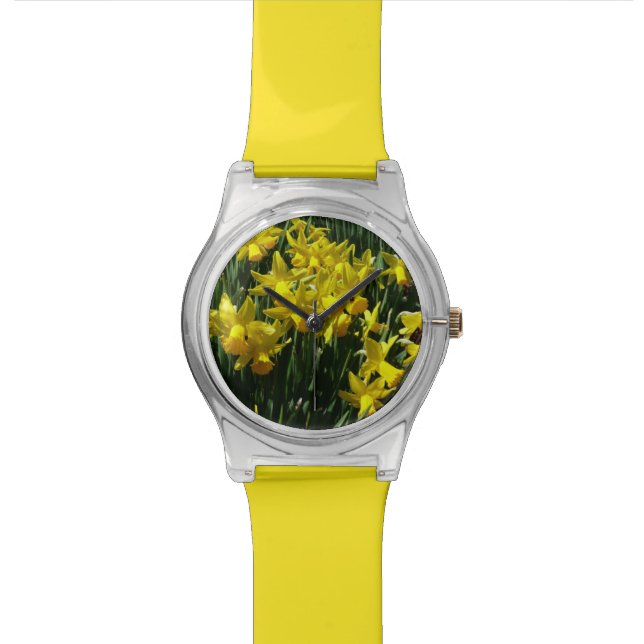 Yellow Daffodils I Cheery Spring Flowers Wrist Watch (Close Up)