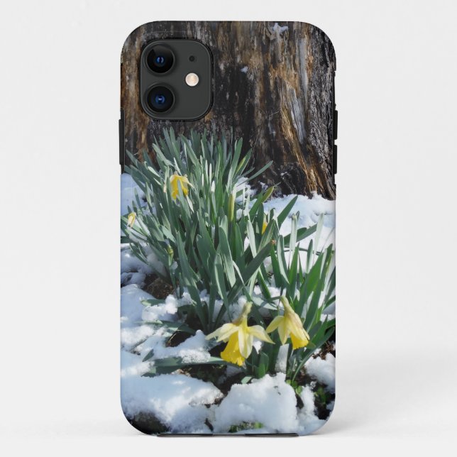 Yellow Daffodils in the snow Case-Mate iPhone Case (Back)