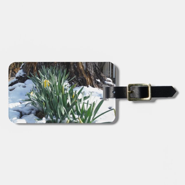 Yellow Daffodils in the snow Luggage Tag (Front Horizontal)