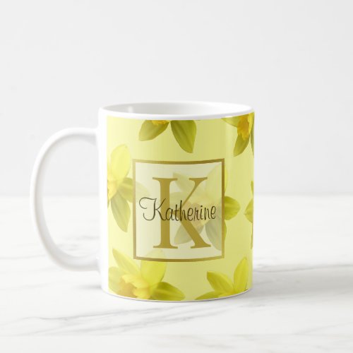 Yellow Daffodils Monogrammed Coffee Mug