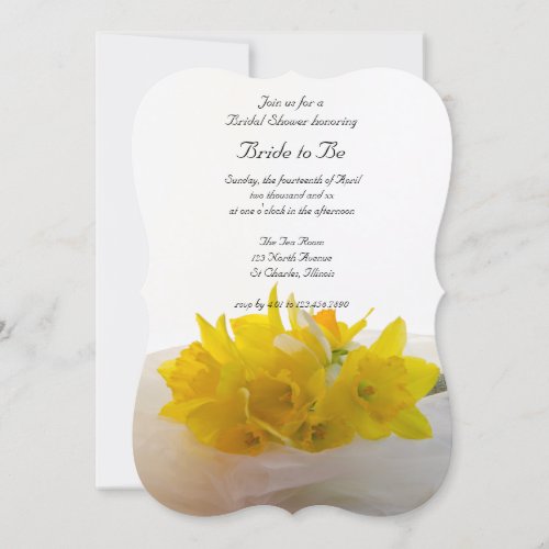 Yellow Daffodils on White Bridal Shower Invitation
