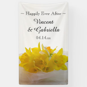 Yellow Daffodils on White Spring Wedding Banner