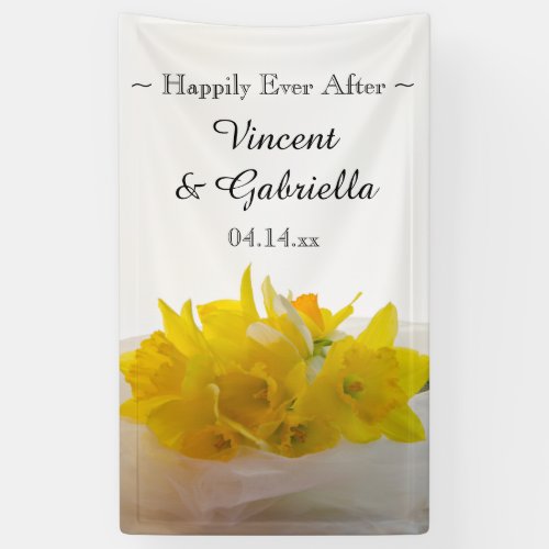 Yellow Daffodils on White Spring Wedding Banner
