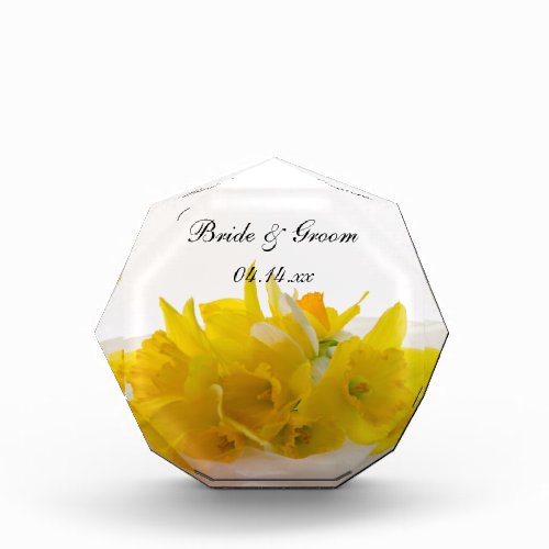 Yellow Daffodils on White Spring Wedding Keepsake Award