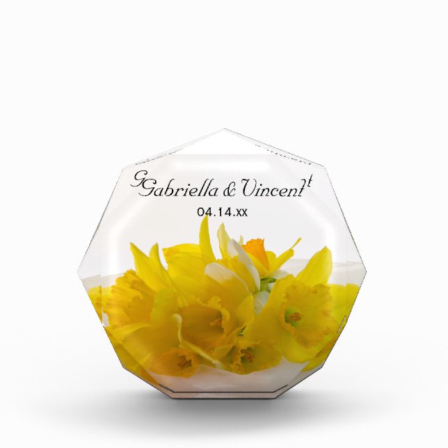 Yellow Daffodils on White Spring Wedding Keepsake Award (Front)
