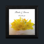 Yellow Daffodils on White Spring Wedding Keepsake Box<br><div class="desc">The pretty Yellow Daffodils on White Spring Wedding Gift Box can be personalized with the names of the bride and groom and their March, April or May springtime marriage ceremony date. Create a personalized keepsake gift for the newlyweds or a thank you gift for your wedding attendants, bridesmaids and bridal...</div>