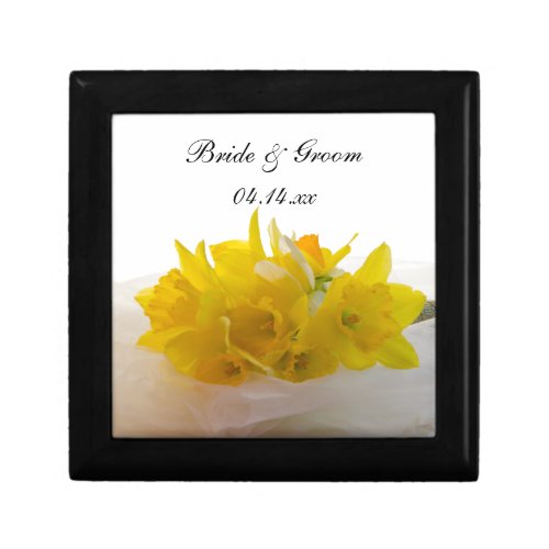 Yellow Daffodils on White Spring Wedding Keepsake Box