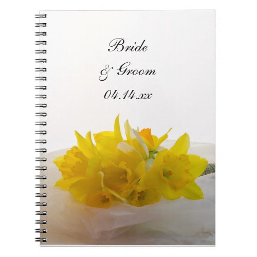 Yellow Daffodils on White Spring Wedding Notebook